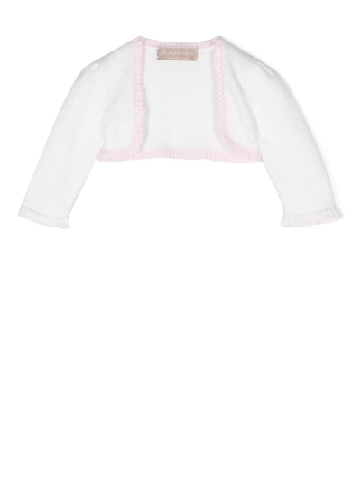 La Stupenderia Ruffle-trim Cropped Knitted Cardigan In 中性色