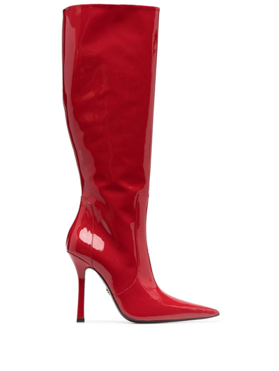 Shop Blumarine 120mm Knee-high Boots In Red