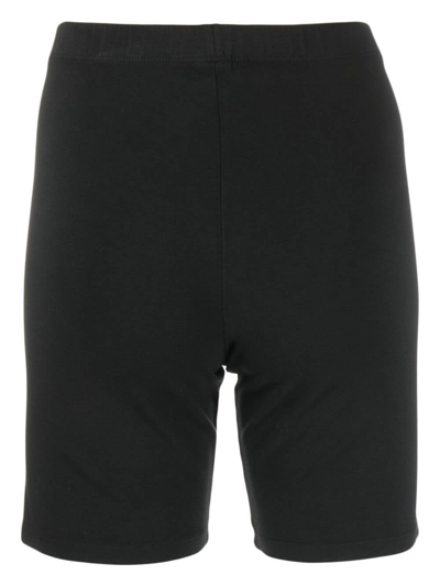 Sporty And Rich Disco Logo-print Stretch-cotton Jersey Shorts In 黑色