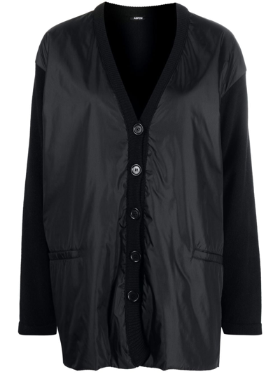 Aspesi Hybrid Button-up Cardigan In 黑色