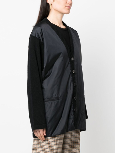 Shop Aspesi Hybrid Button-up Cardigan In 黑色