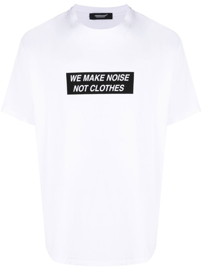 Shop Undercover Slogan-print Cotton T-shirt In 白色