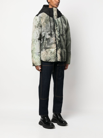 Shop Holden Faded Camouflage-print Padded Jacket In 绿色