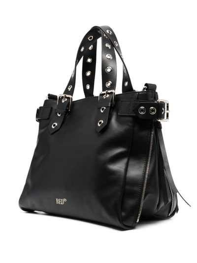 Redv Bikered Leather Tote Bag In 黑色