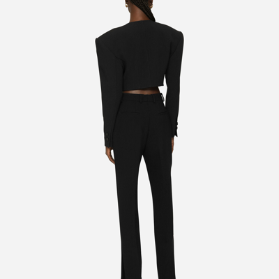 Dolce & Gabbana Woolen Pants With Slits On The Hem In Black