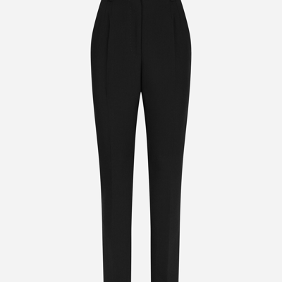 Dolce & Gabbana Woolen Pants With Slits On The Hem In Black
