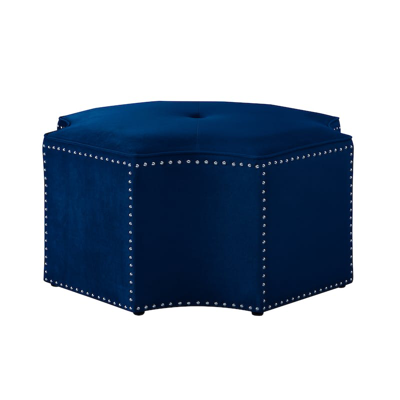 Shop Nicole Miller Rey Cocktail Ottoman In Blue