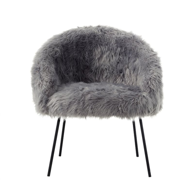 Shop Inspired Home Pamela Accent Chair, Faux Fur In Grey