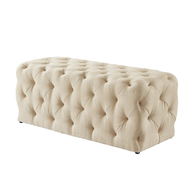 Shop Inspired Home Walterly Linen Allover Tufted Bench In Brown