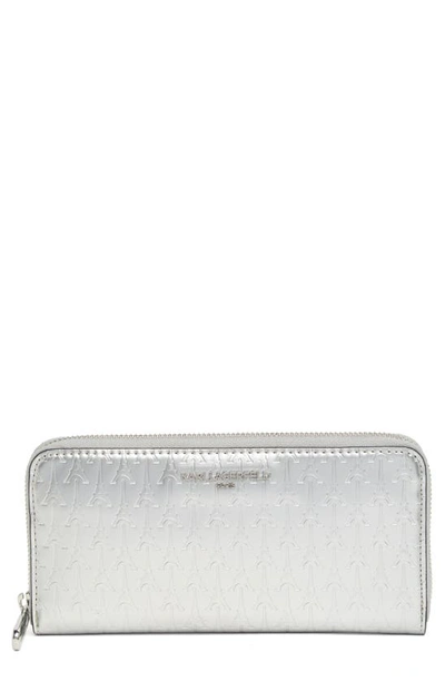 Shop Karl Lagerfeld Paris Embossed Continental Wallet In Silver