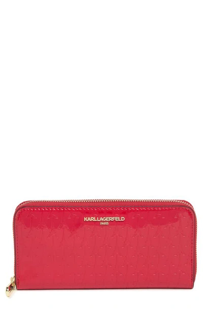 Shop Karl Lagerfeld Paris Embossed Continental Wallet In Metllc Red