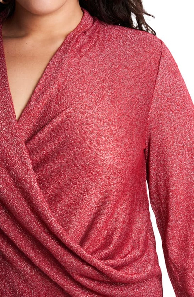 Shop 1.state Sparkle Knit Cross Front Top In Vibrant Red