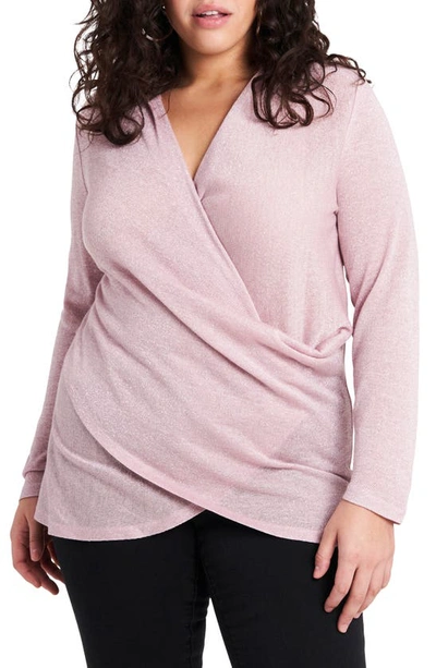 Shop 1.state Sparkle Knit Cross Front Top In Luminous Blush