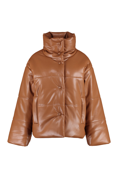 Shop Nanushka Hide Alter-nappa Puffer Jacket In Saddle Brown