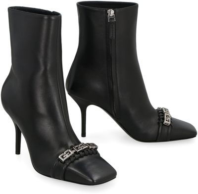 Shop Givenchy G Woven Leather Ankle Boots In Black