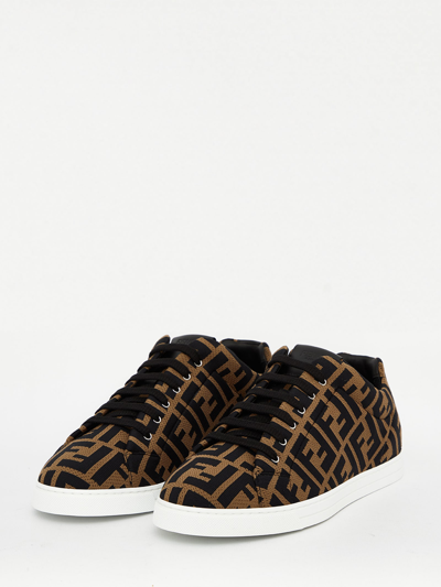 Shop Fendi Sneakers In Brown Tech Fabric