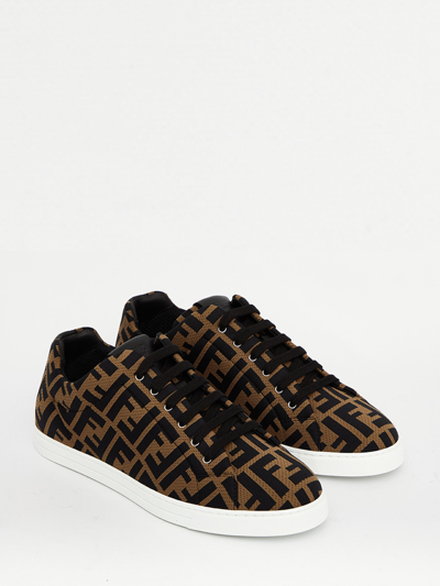 Shop Fendi Sneakers In Brown Tech Fabric