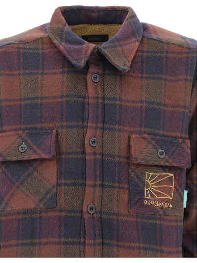 Shop Paccbet Logo Embroidered Check Shirt Jacket In Ink