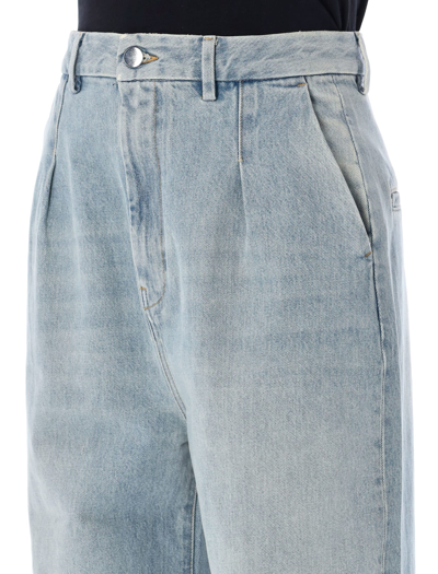 Shop Loulou Studio Wide Leg Jeans In Washed Light Blue