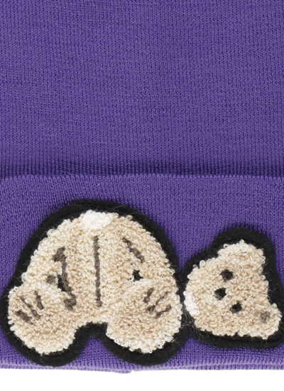 Shop Palm Angels Bear Patch Stretch Beanie In Violet