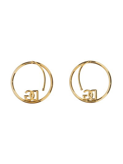 Shop Dolce & Gabbana Dg Logo Hoop Earring In Oro