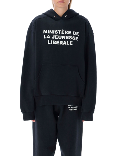 Shop Liberal Youth Ministry Printed Hooded Sweatshirt In Black