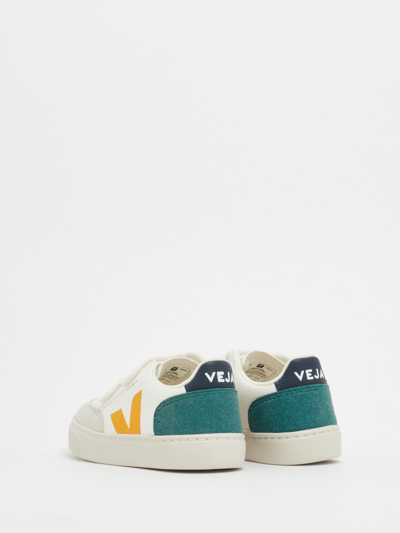 Shop Veja V-12 Velcro Sneaker In Bianco-verde