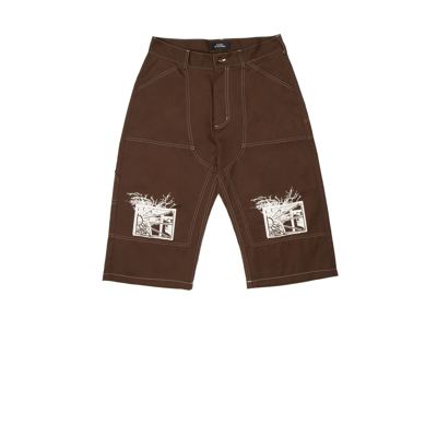Shop Paccbet Work Short Pants In Brown