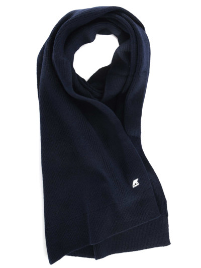 Shop K-way Etienne Scarf In Ribbed Wool In Blu Scuro