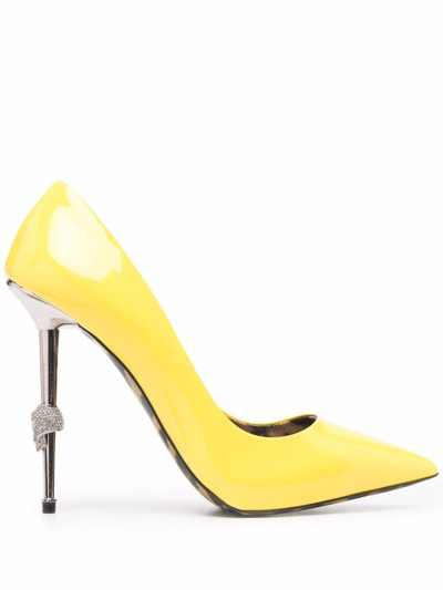 Shop Philipp Plein 125mm Decollete High Heels In Yellow