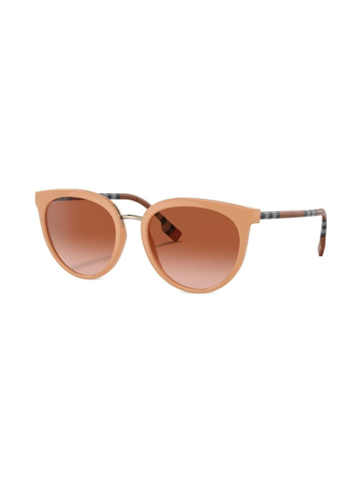 Shop Burberry Eyewear Willow Check-detail Sunglasses In Neutrals