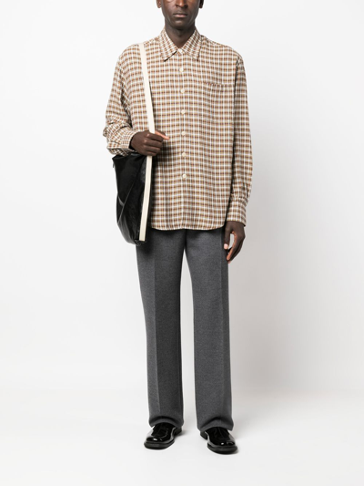 Above Checked Linen Shirt In Green
