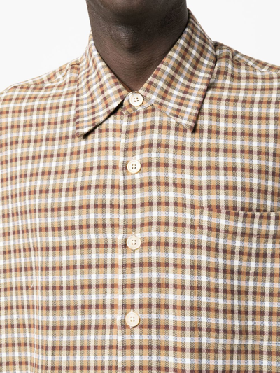 Above Checked Linen Shirt In Green Above Checked Linen Shirt In Green
