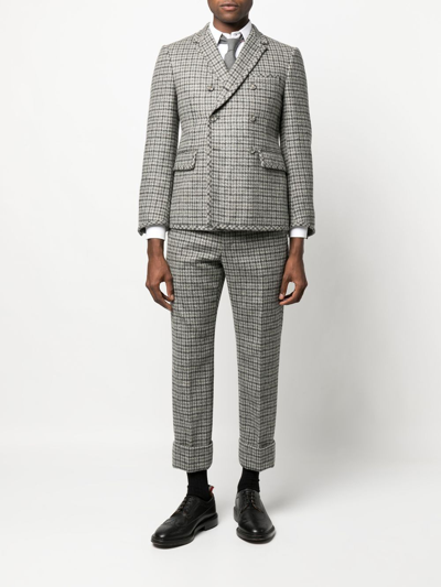 Shop Thom Browne Houndstooth-check Wool Trousers In Grey