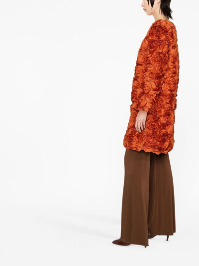 Shop Erdem Floral-appliquéd Silk Coat In Orange