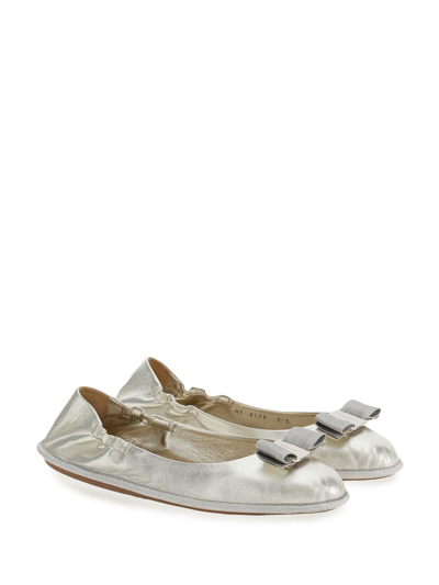 Ferragamo Nomadic Stories Ballet Flat In Silver