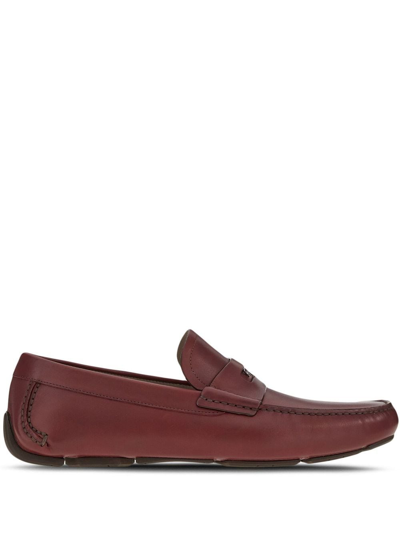 Ferragamo Driver Signature Ornament Loafers In Red