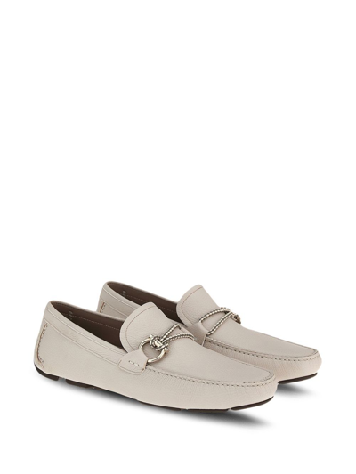 Ferragamo Driver Gancini-ornament Loafers In Neutrals