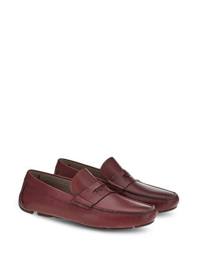 Ferragamo Driver Signature Ornament Loafers In Red