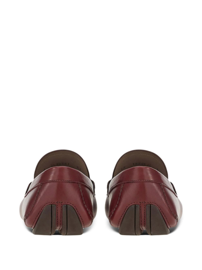 Ferragamo Driver Signature Ornament Loafers In Red