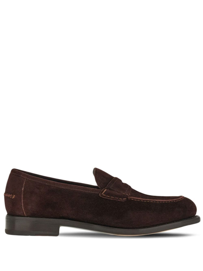 Shop Ferragamo Penny Almond Toe Loafers In Brown