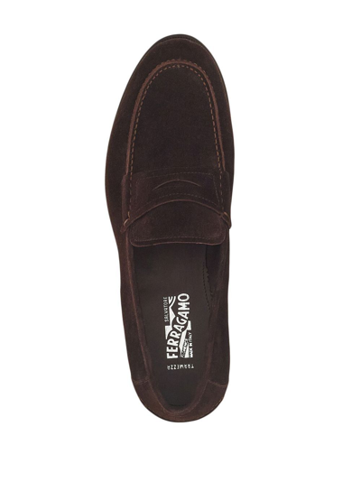 Ferragamo Penny Almond Toe Loafers In Brown