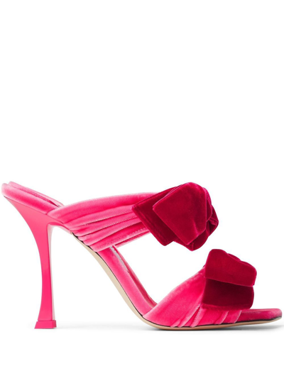 Shop Jimmy Choo Flaca 100mm Velvet Mules In Pink