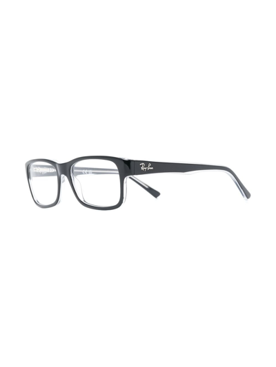 Ray Ban Logo-plaque Square-frame Glasses In Black