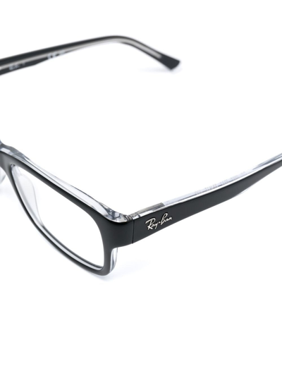 Ray Ban Logo-plaque Square-frame Glasses In Black