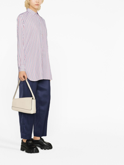 Plan C Stripe Long-sleeved Shirt In White