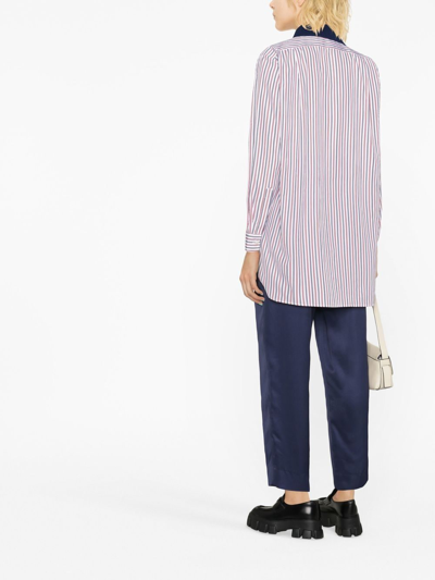 Shop Plan C Stripe Long-sleeved Shirt In White