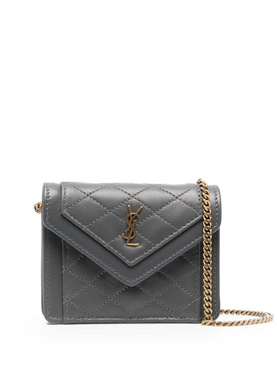 Shop Saint Laurent Gaby Micro Quilted Bag In Grey