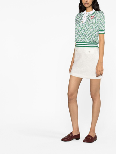 Casablanca Modal & Wool Blend Terry Mini Skirt In White