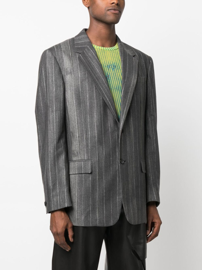 Versace Pastel Pinstripe Wool Blazer In Grey
